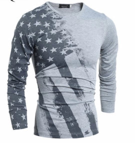 Long Sleeve Tight Fit American Shirt Mens